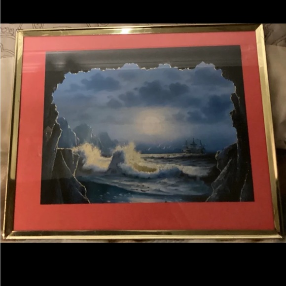 A reflective foil art rendition of the Pirate’s Cove oil painting - Picture 3 of 5